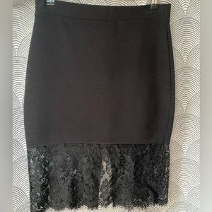 Black Forever 21 Pencil Skirt w/ Lace Detail